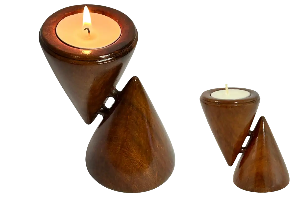Sheesham Wood Cone Tealight Holder