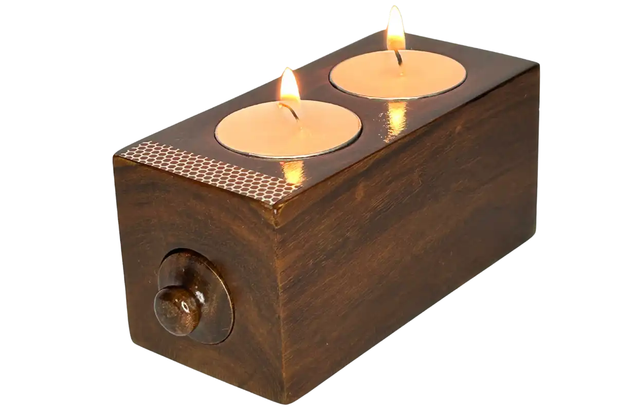 Double Tealight Wooden Matchbox Candle Holder
