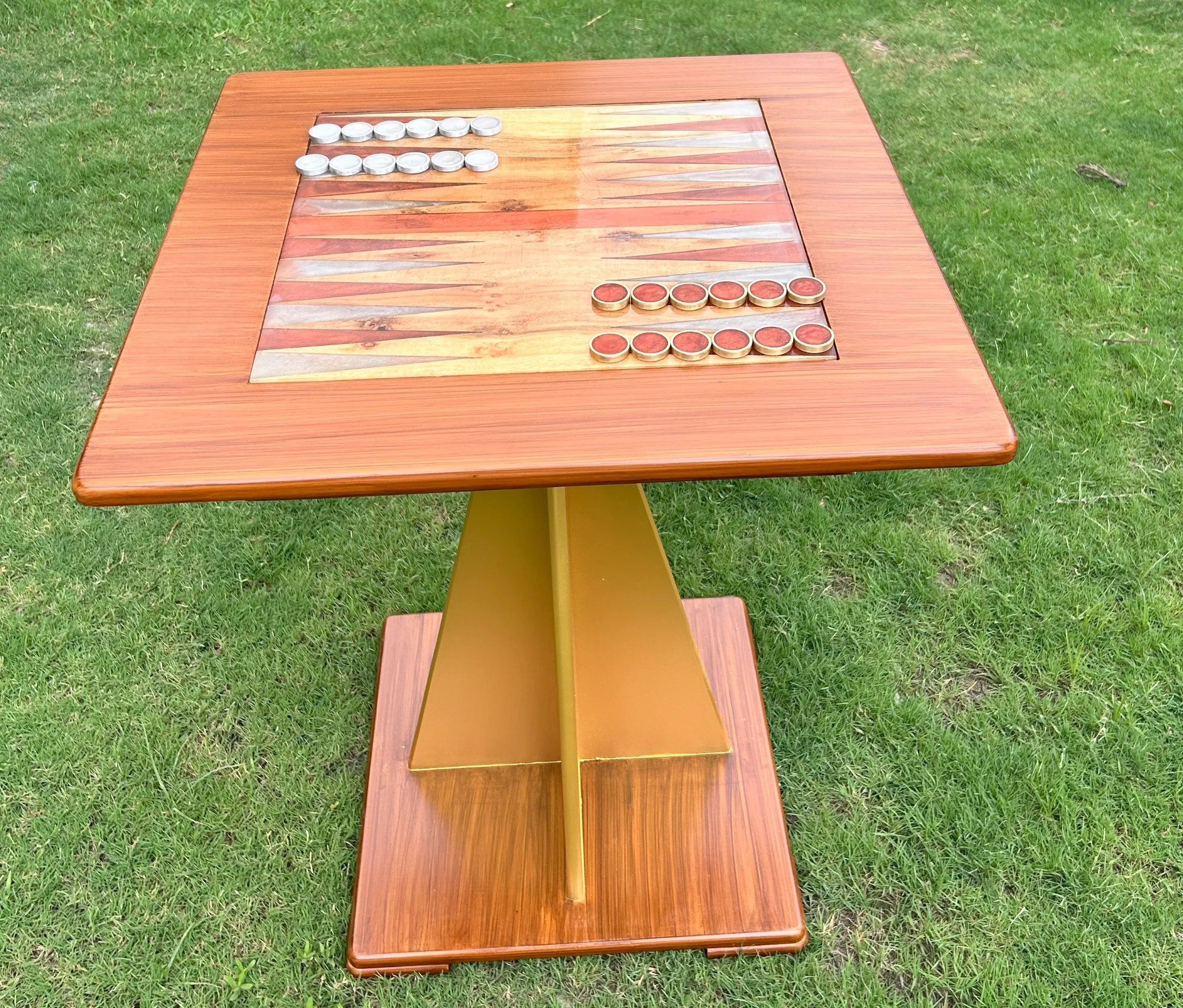 Golden Cross Backgammon Table - Luxury Inlaid Board